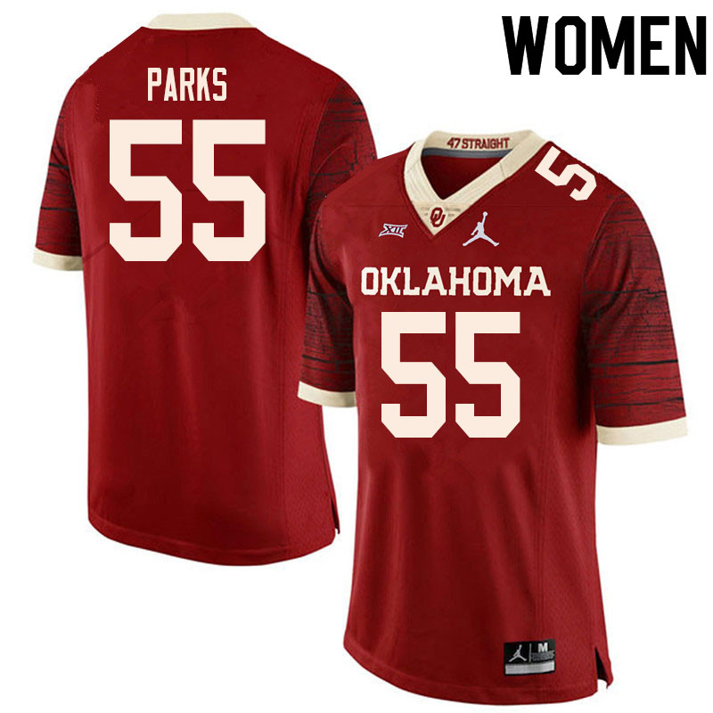 Women #55 Aaryn Parks Oklahoma Sooners College Football Jerseys Sale-Retro